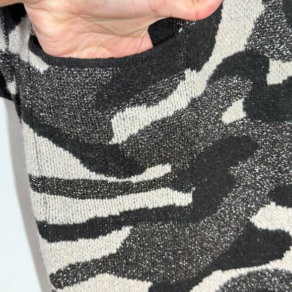 Nine West Duster Cardigan Plus Size 3X Black Silver Metallic Camo Open Front - Picture 9 of 11